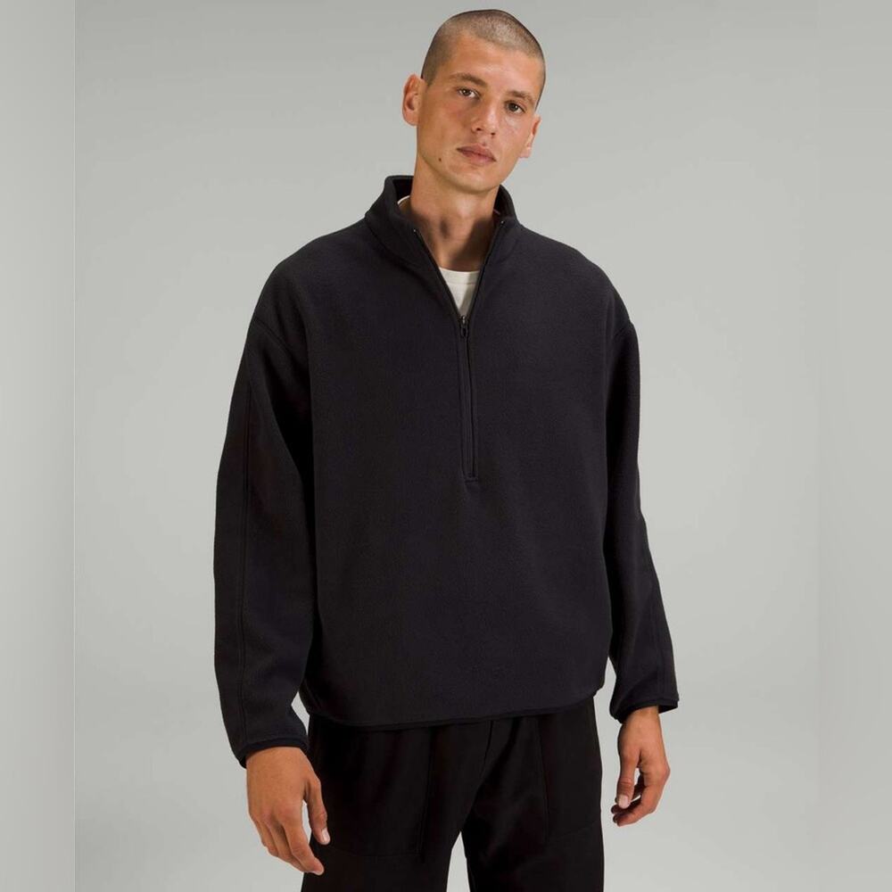 Lululemon Oversized Fit Fleece Half Zip Black Lightweight Pullover Size XL